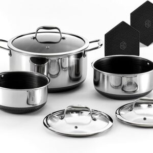 HexClad Hybrid Nonstick 6-Piece Pot Set with Trivets